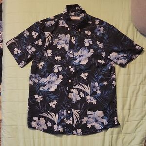 Men's Floral Short Sleeve Shirt - Blue